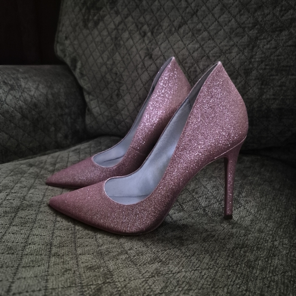 Michael Kors Keke Pump Pink Glitter Primrose Sparkly Party Shoes 6.5 Sparkle